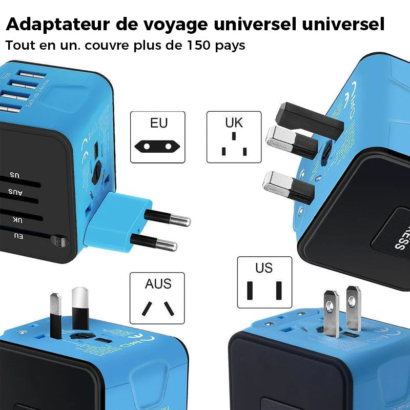 Adaptateur secteur de voyage universel tout-en-un