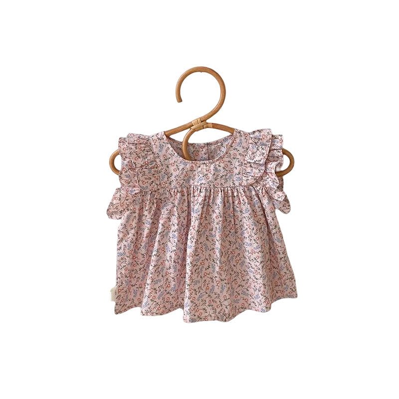 Robe fleurie à col rond pour fille