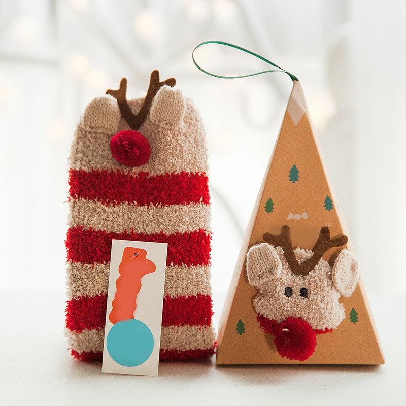 Coffret cadeau de Noël - Chaussettes en peluche mignonnes