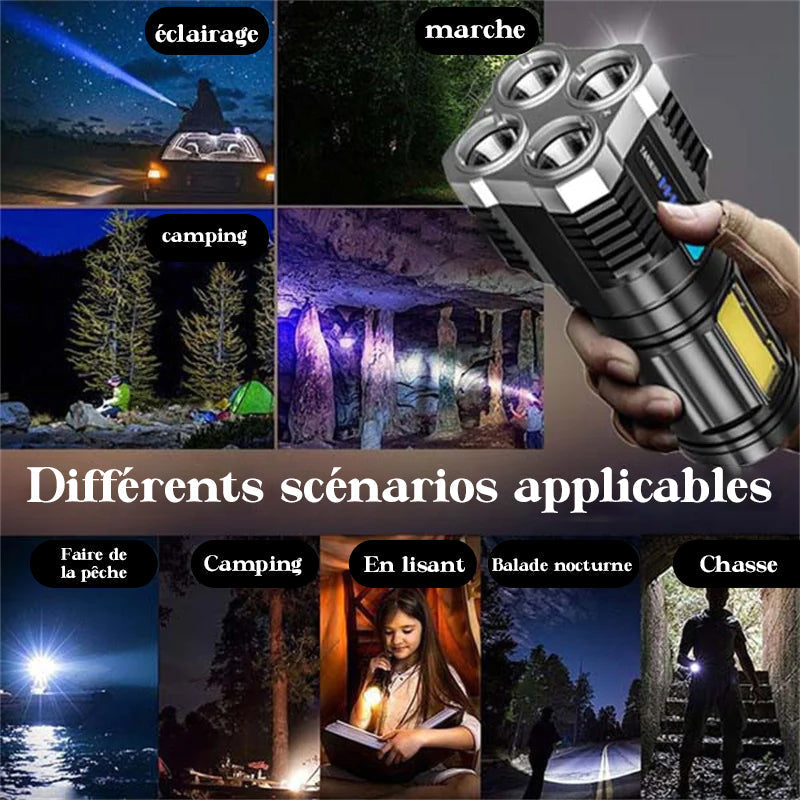 4 Perles De Lampe LED Lampe De Poche Á Lumière Forte Multifonctionnelle