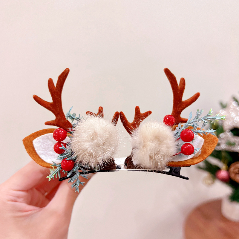 Pince à cheveux de Noël en bois de renne