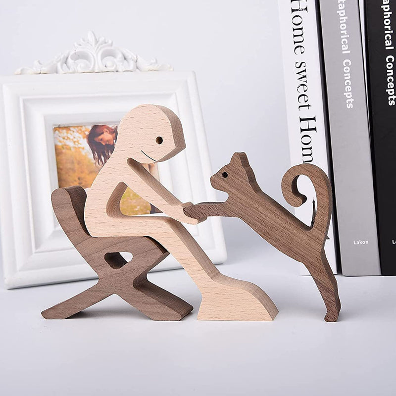 Amoureux des Animaux - Ornements de Table de Sculpture en bois