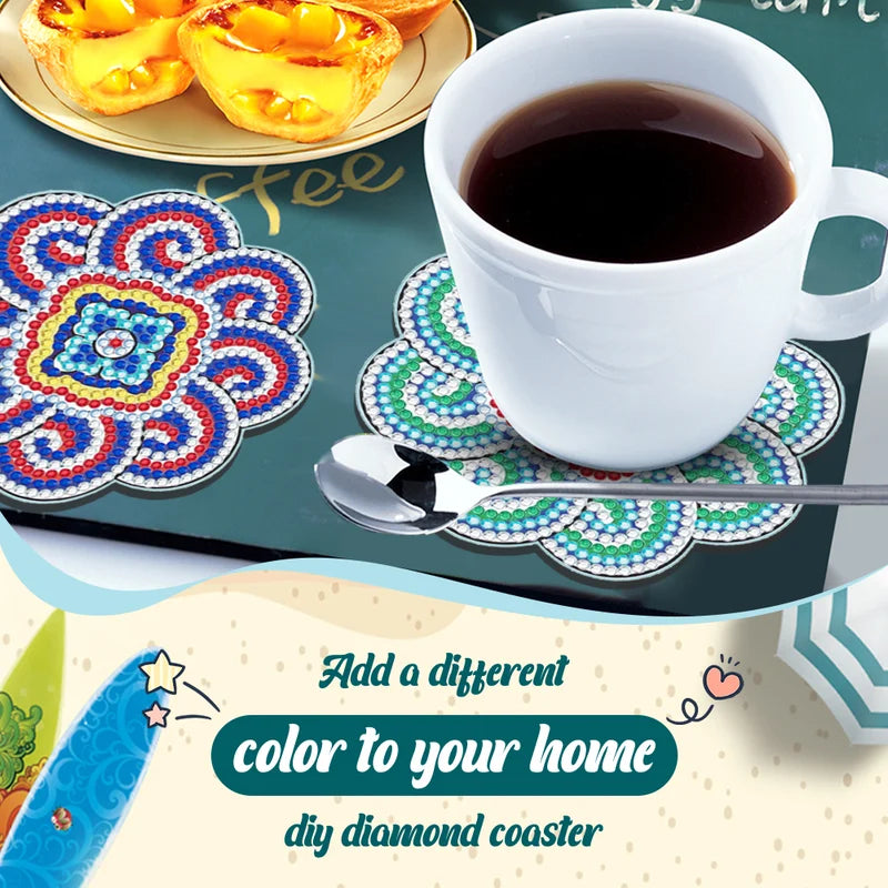 🥰 Dessous de verre artisanal en diamant Dessous de verre peinture diamant (Mandala)
