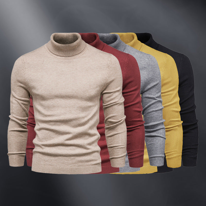 Pullover Col Roulé Homme de Couleur Unie Décontracté