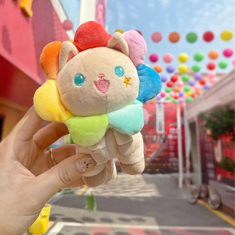 Porte-clés de chat de tournesol coloré