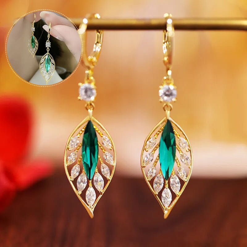 Boucles d'oreilles mode feuille de cristal