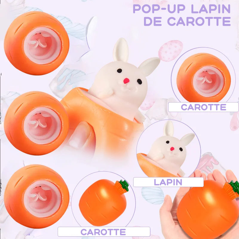 Jouet à presser lapin carotte