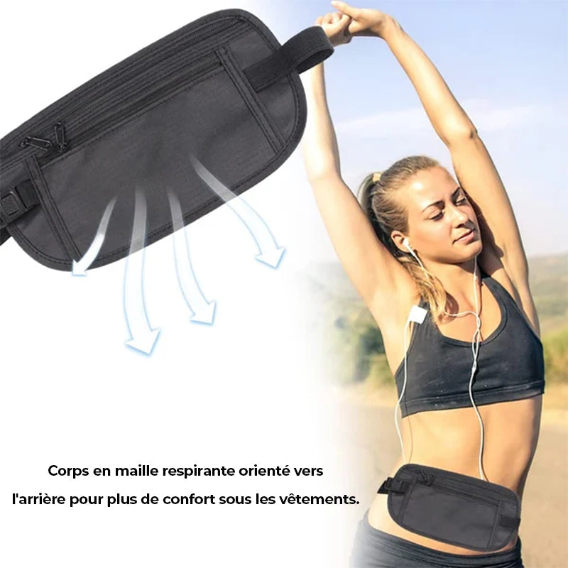 Sac banane sport ajustable avec poches zippées