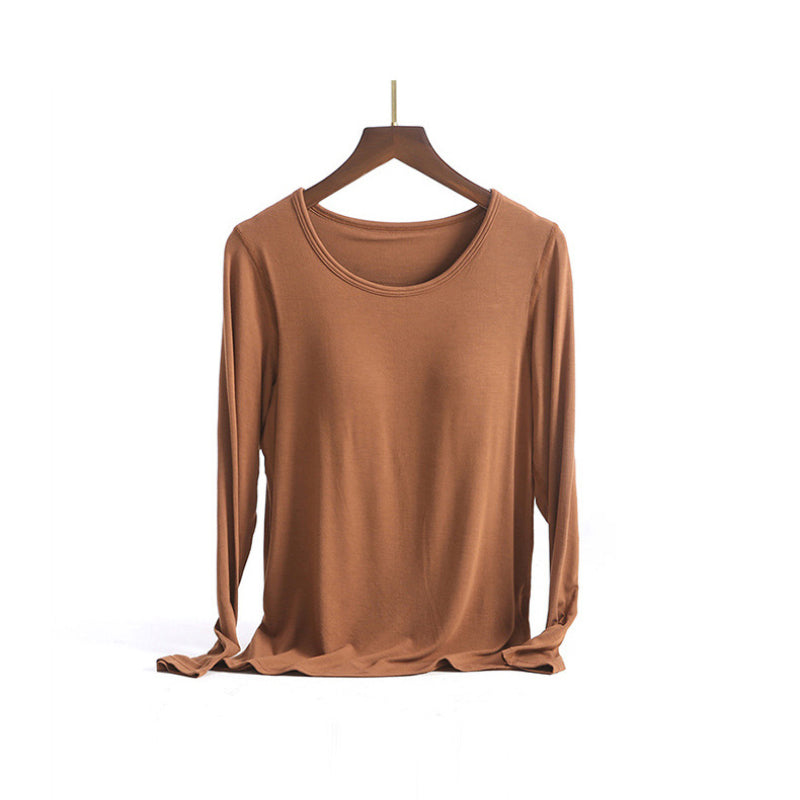 T-shirt à manches longues pour femmes avec coussin de poitrine