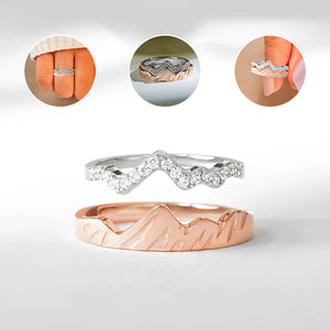Bague à Double Couches en Forme de Vague et Montagne