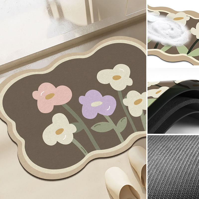 Tapis antidérapant fleur super absorbant