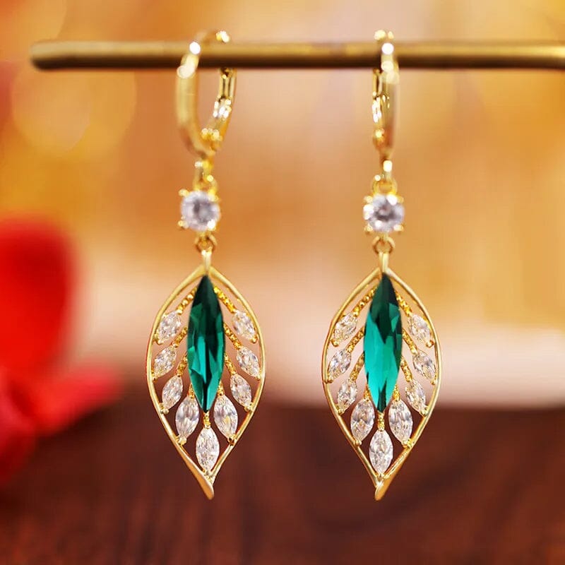 Boucles d'oreilles mode feuille de cristal