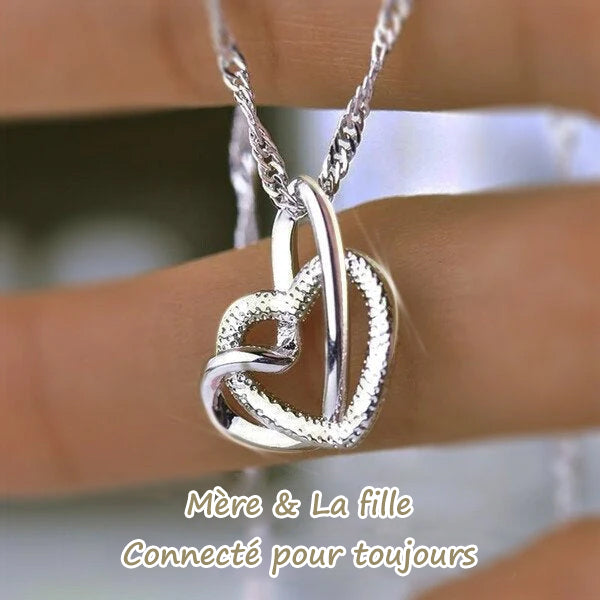 Collier Double Coeur Givré