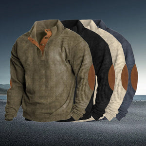Sweat-shirts décontractés à col montant en velours côtelé pour hommes