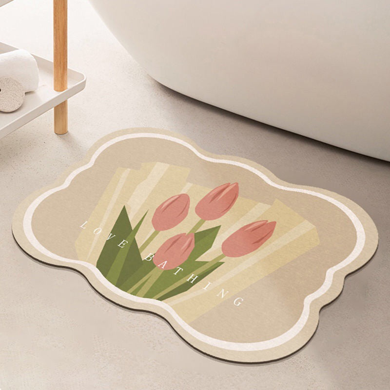 Tapis antidérapant fleur super absorbant