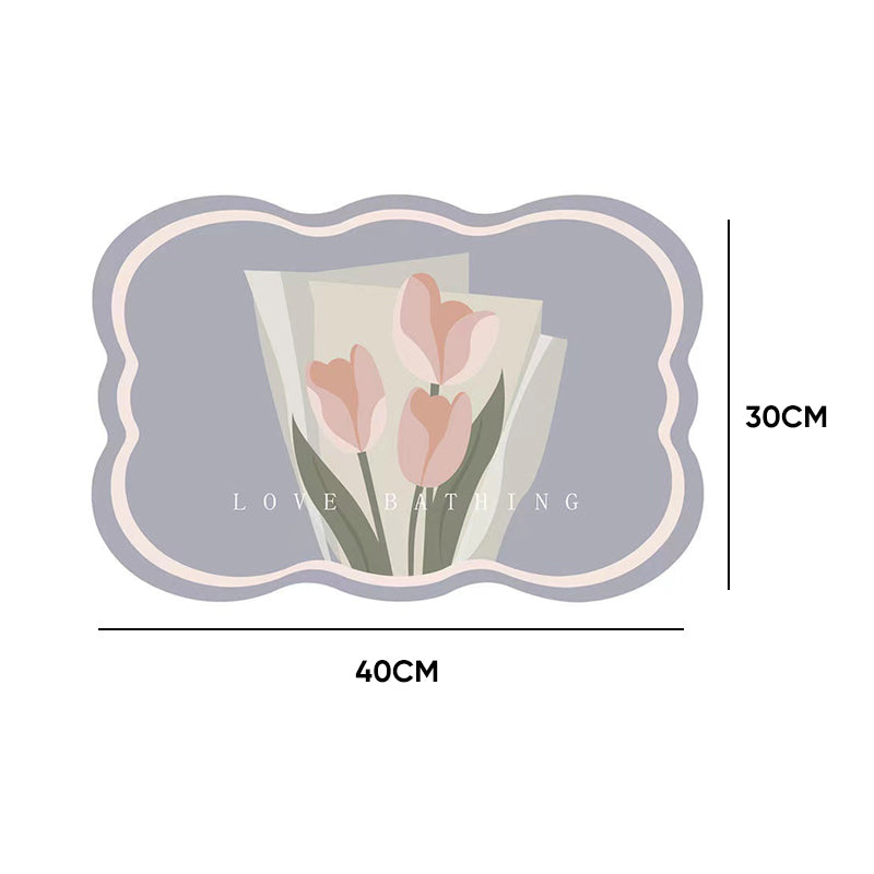 Tapis antidérapant fleur super absorbant