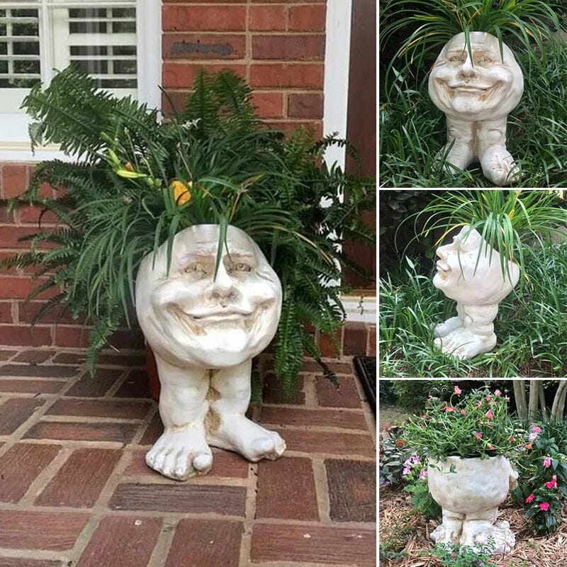 Jardinière de statue de visage de Muggly