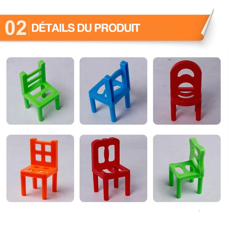 🔥 Vente chaude de Noël-Jeu d'équilibrage de tour d'empilement de chaises