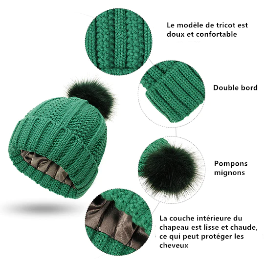 Bonnet en tricot côtelé élastique pour la protection des cheveux