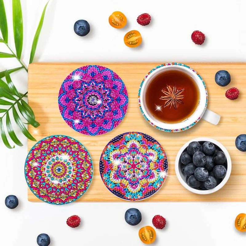 🥰 Dessous de verre artisanal en diamant Dessous de verre peinture diamant (Mandala)