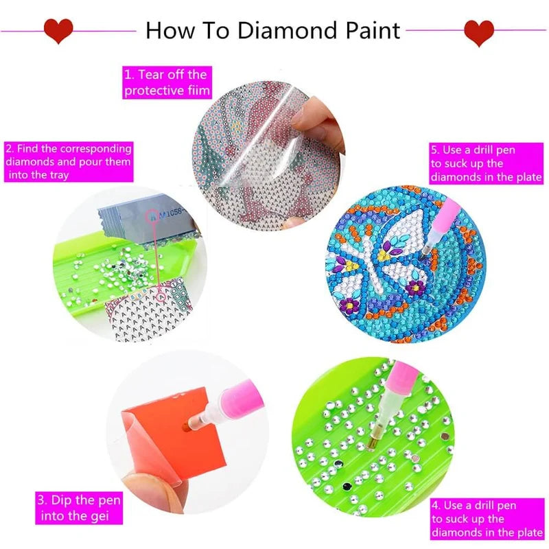 🥰 Dessous de verre artisanal en diamant Dessous de verre peinture diamant (Mandala)