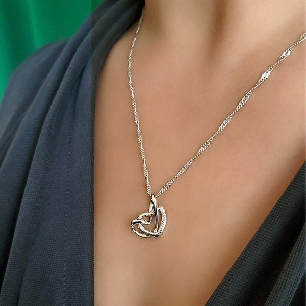 Collier Double Coeur Givré