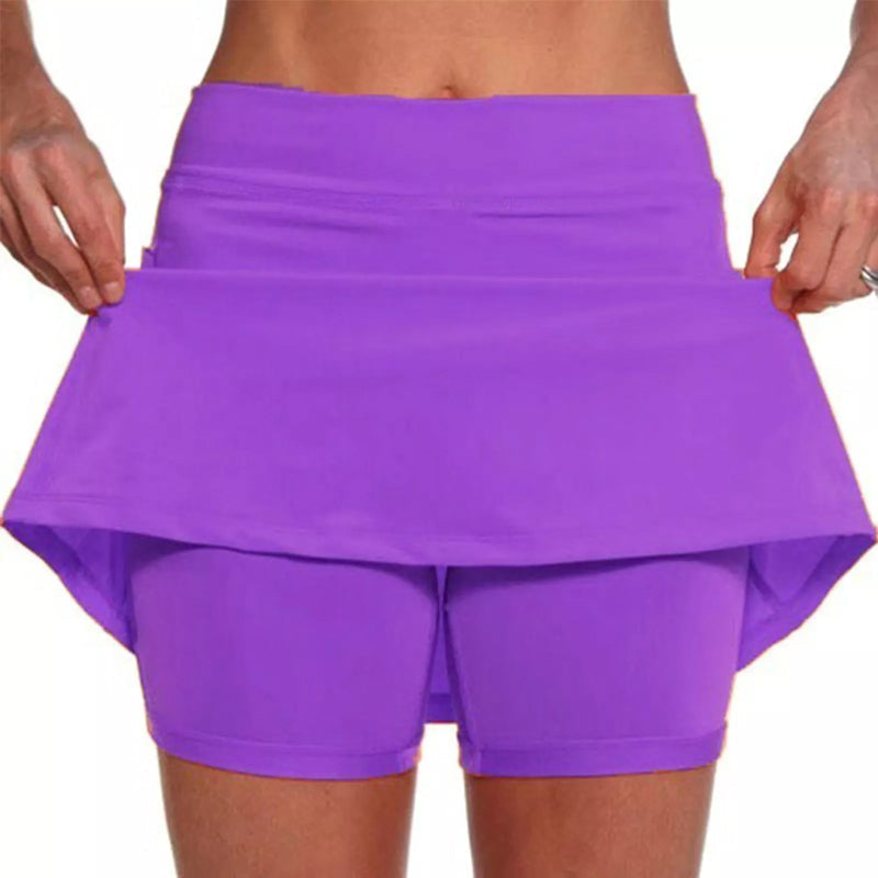 Jupes-culottes Taille Moyenne de Couleur Unie avec Poche
