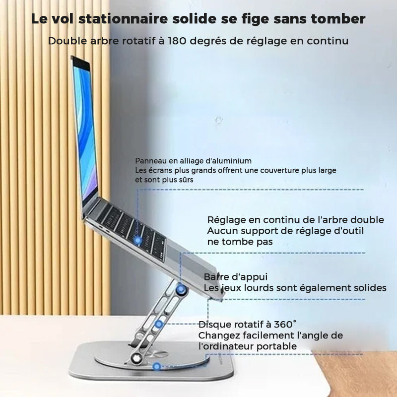 Support rotatif pour ordinateur portable en alliage d'aluminium