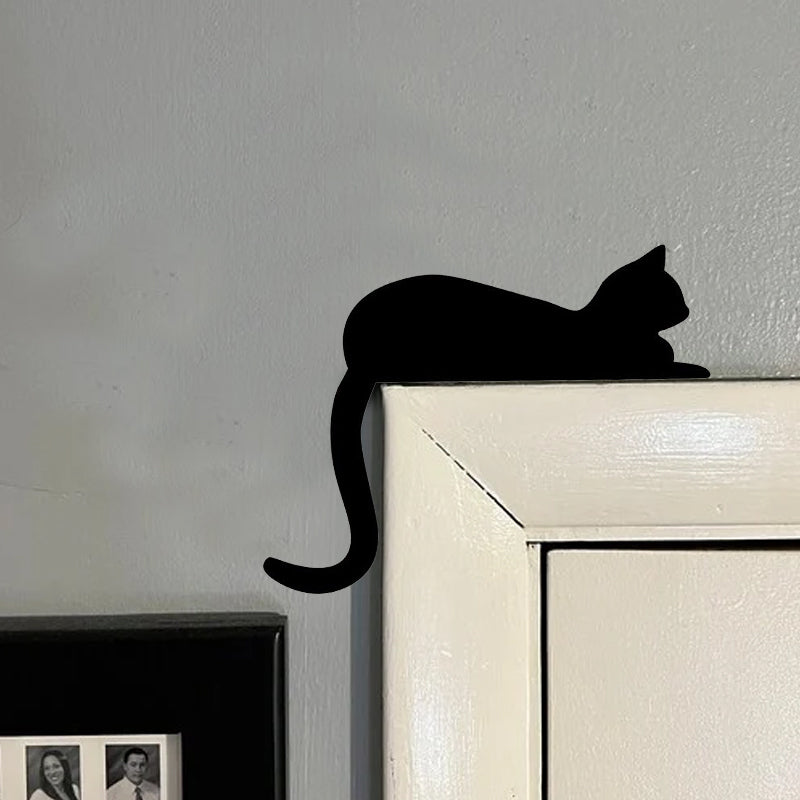 Décoration de coin de porte Halloween chat noir