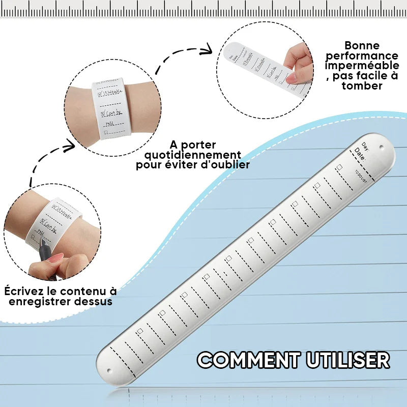 Bracelet mémo en silicone réutilisable