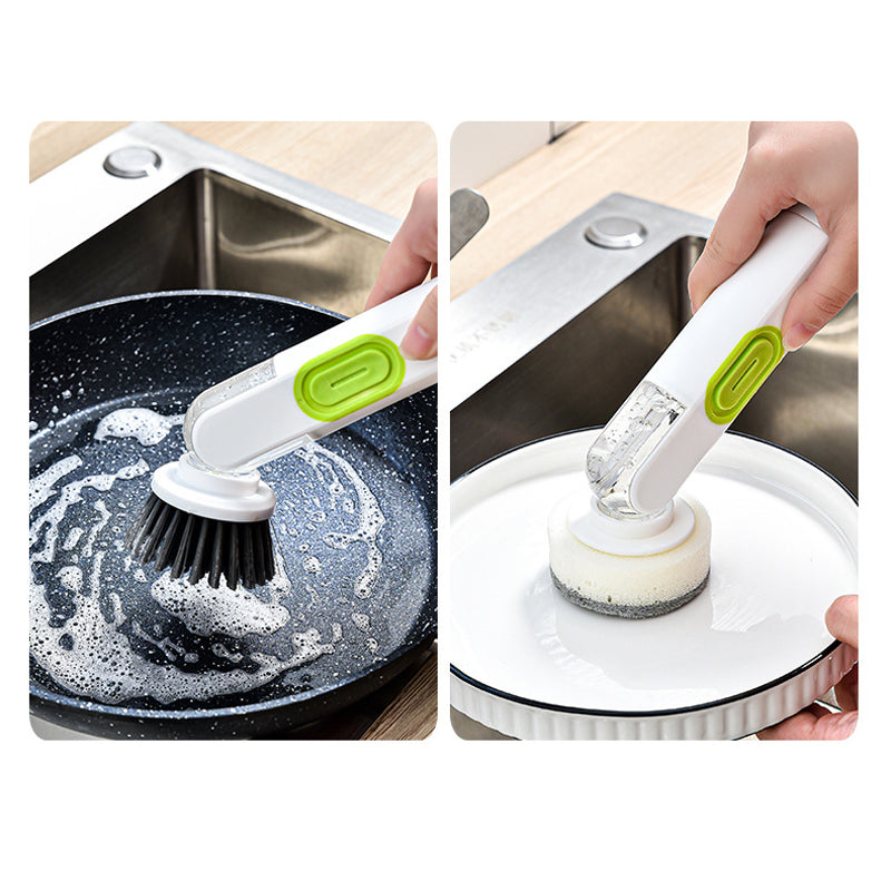 Brosse de nettoyage multifonctionnelle à long manche remplie de liquide