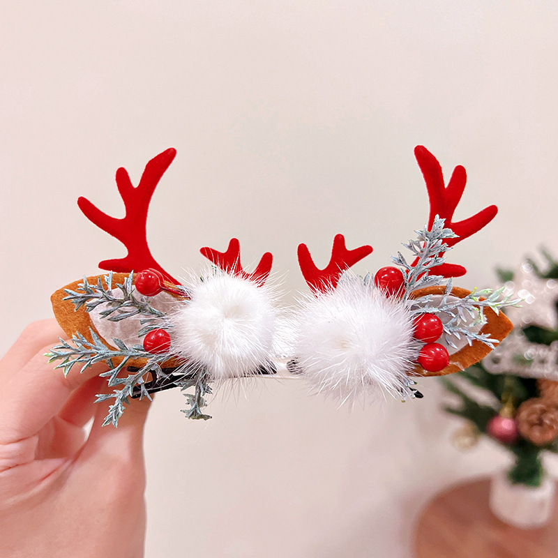 Pince à cheveux de Noël en bois de renne