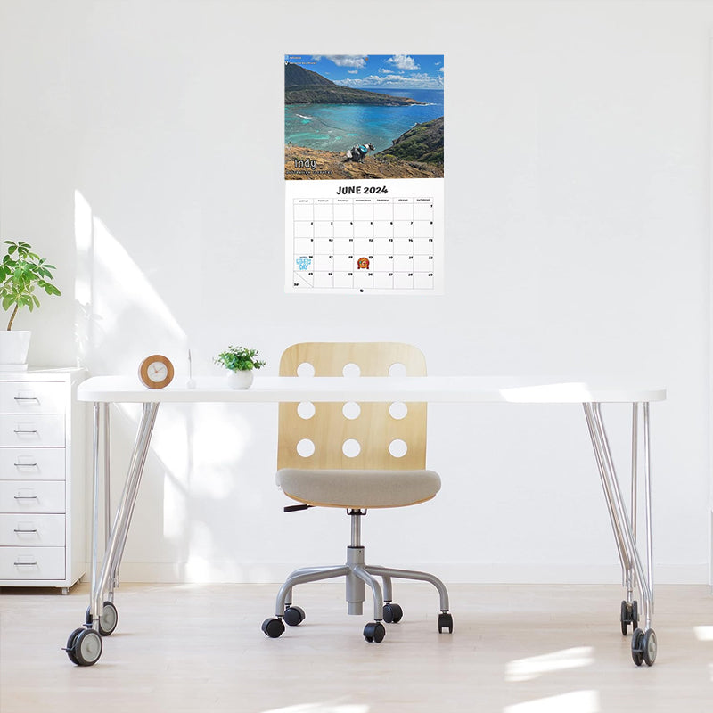 Kalender 2024 van honden die hun behoefte doen op mooie plekken