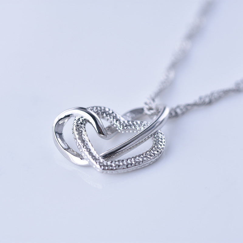 Collier Double Coeur Givré