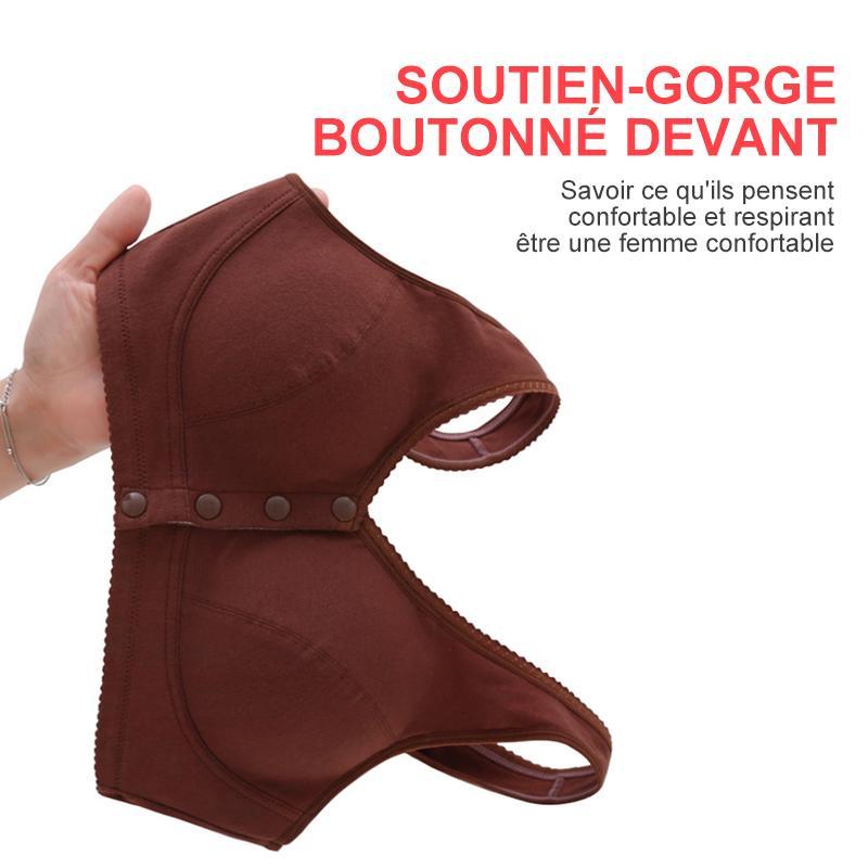 Femme Brassiere Coton Fermeture Devant Soutien Gorge Confort sans Armature
