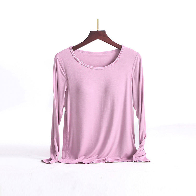 T-shirt à manches longues pour femmes avec coussin de poitrine
