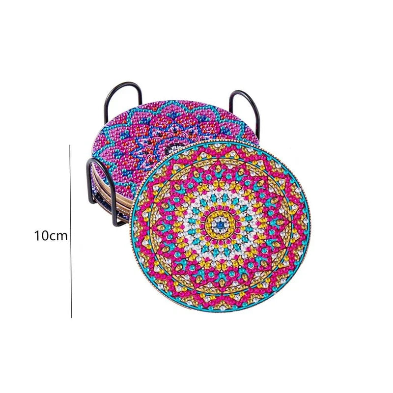 🥰 Dessous de verre artisanal en diamant Dessous de verre peinture diamant (Mandala)