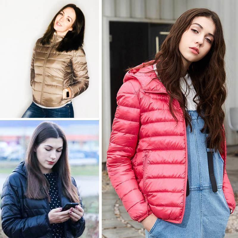 Femme Doudoune Ultra Légère à Capuche