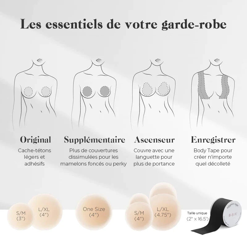 Autocollants de poitrine invisibles