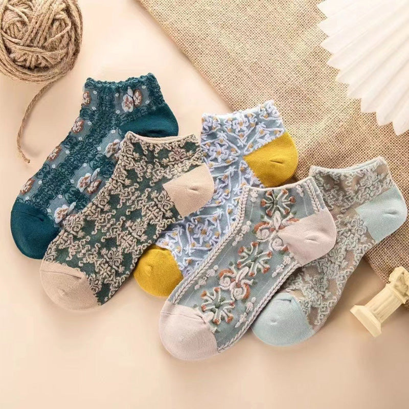 Chaussettes vintage en coton gaufré