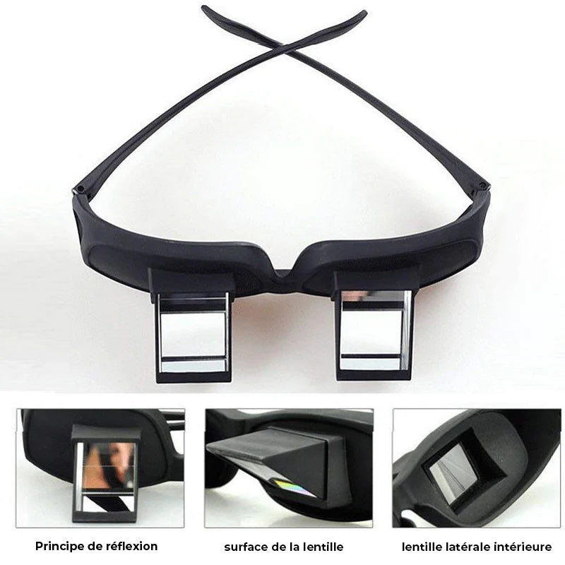 Lunettes à prisme de lit, lunettes horizontales paresseuses, lunettes d'angle
