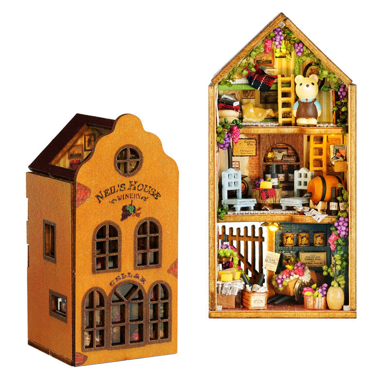Kit de maison de poupée en bois Mini Rabbit Town avec meubles
