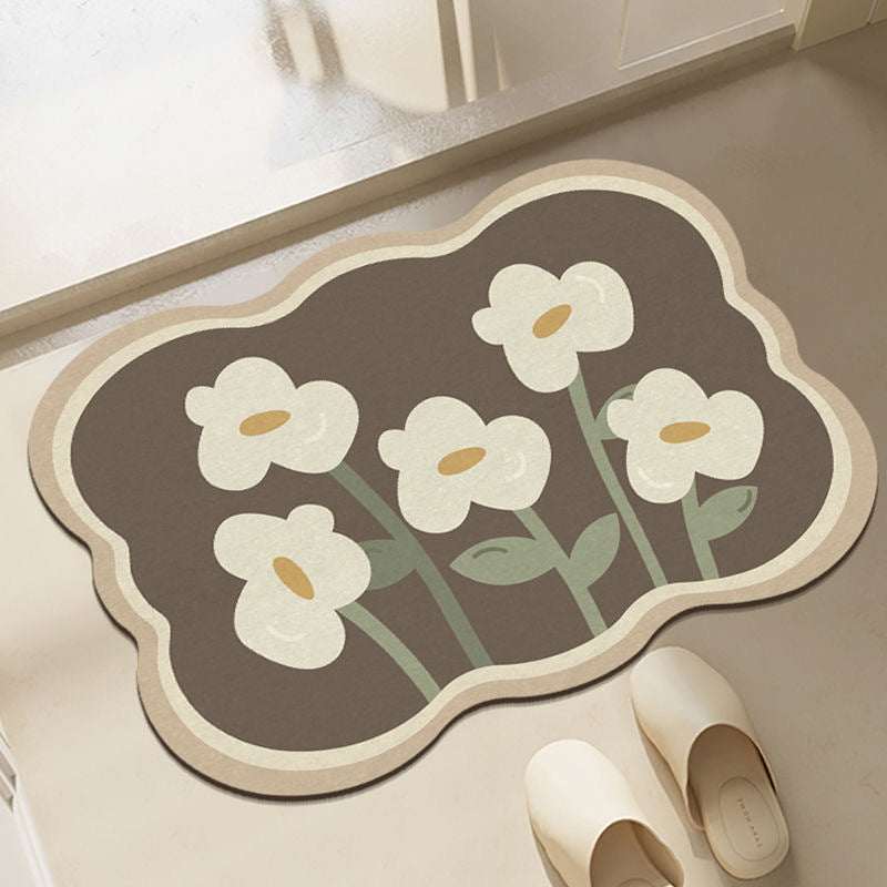 Tapis antidérapant fleur super absorbant