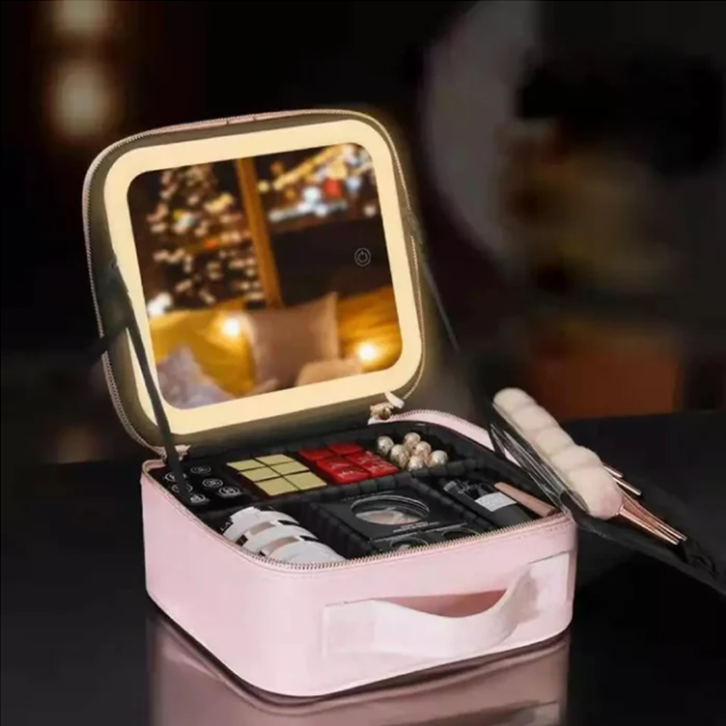 Trousse de maquillage avec miroir LED
