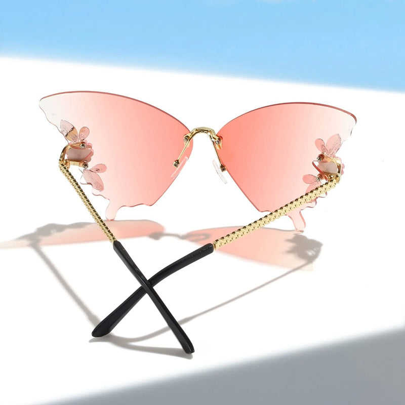 Chic Lunettes de soleil papillon diamant
