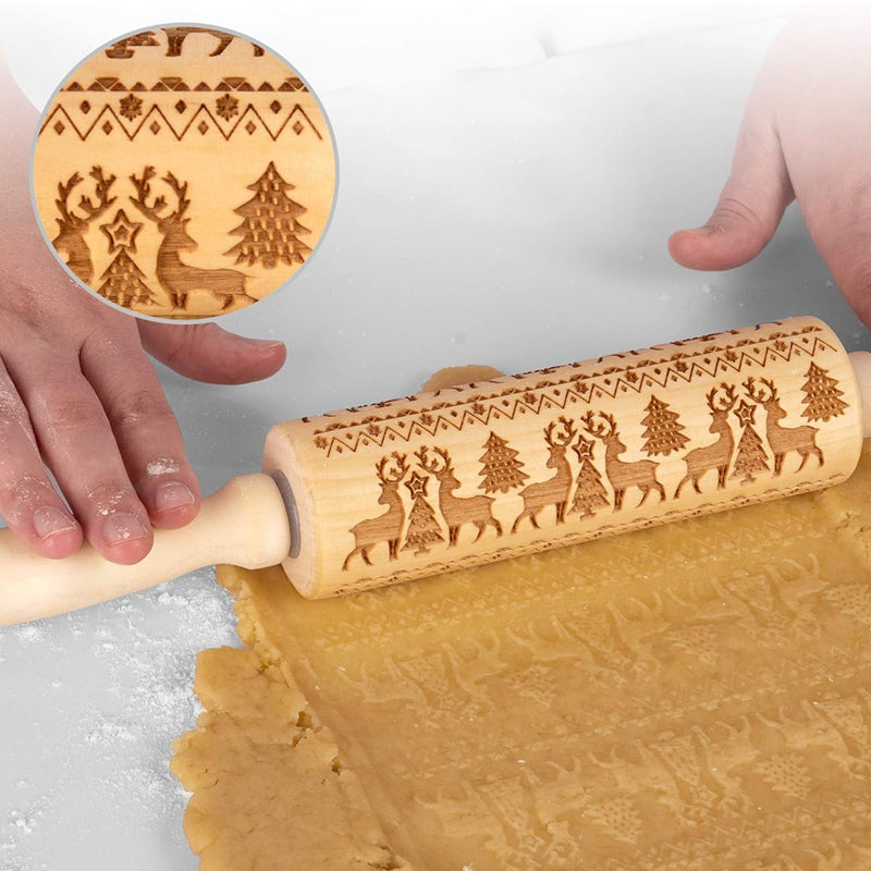 🍪Épingles à rouler en bois de Noël