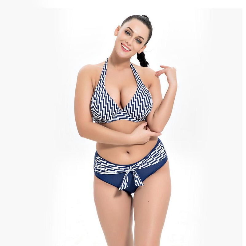 Bikini rayé taille haute Sexy