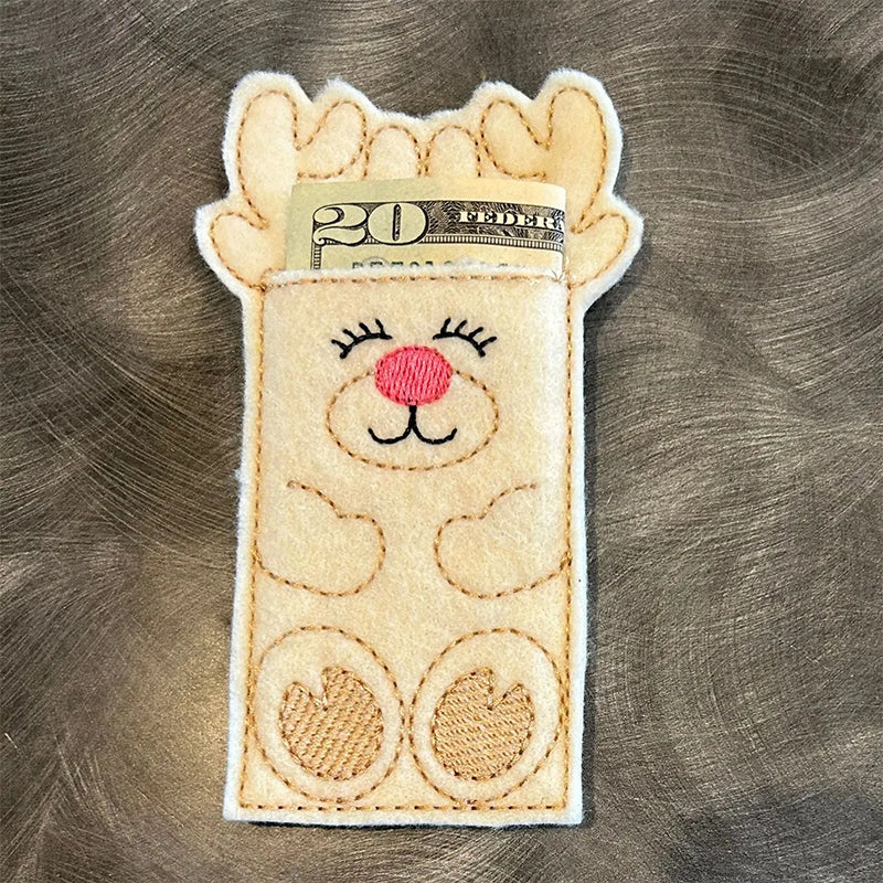 Adorable pochette porte-monnaie en forme de renne