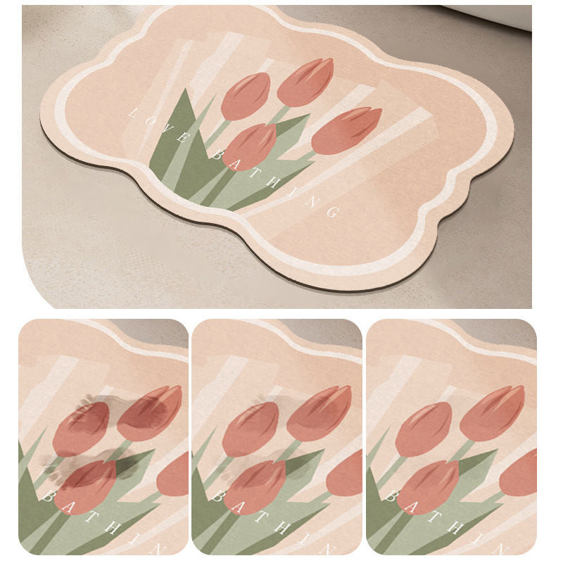 Tapis antidérapant fleur super absorbant