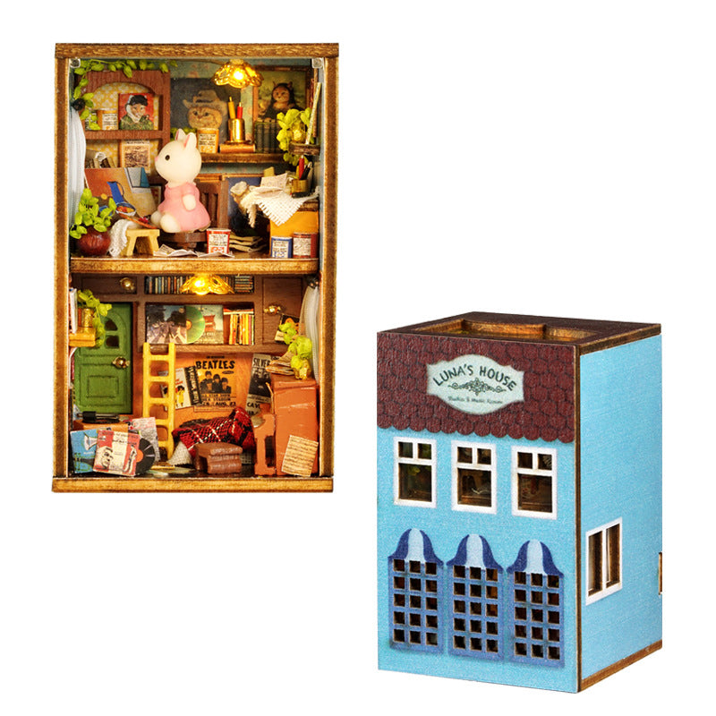 Kit de maison de poupée en bois Mini Rabbit Town avec meubles